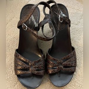 animal print wedged heels